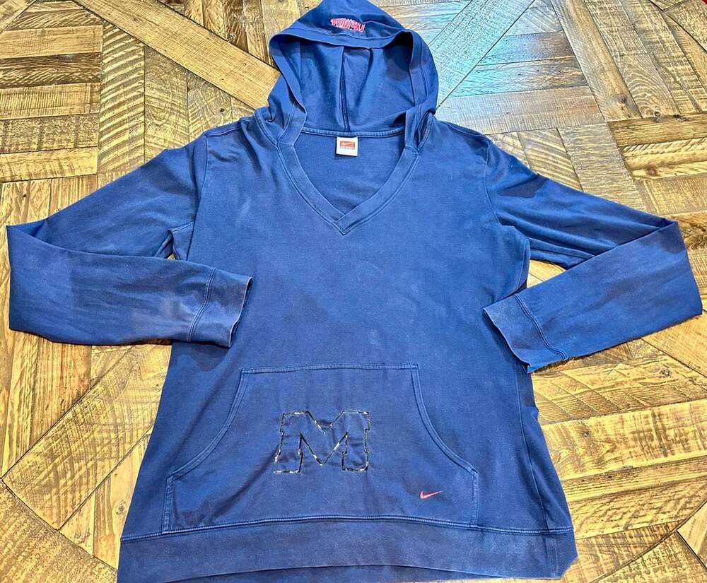 Nike Team Ole Miss V-Neck Hoodie Size L(12-14) Blue Sweatshirt
